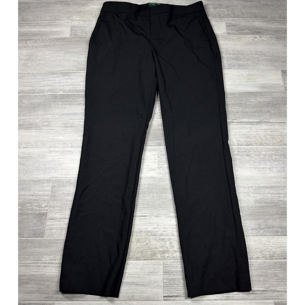 Lauren Ralph Lauren Pants Black EDITA Straight Leg Pants Women's 10 Wool Blend